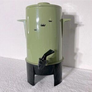 Vintage Regal Avocado Green Poly Perk Automatic Electric Coffee Maker 1020 Cup